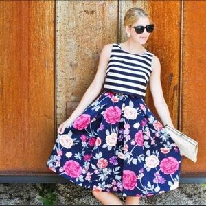 Anthropologie Moulinette Soeurs Split Print Striped & Floral Dress size 4